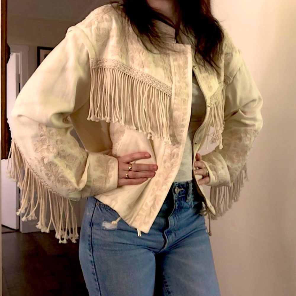 Zara Denim Embroidered Jacket